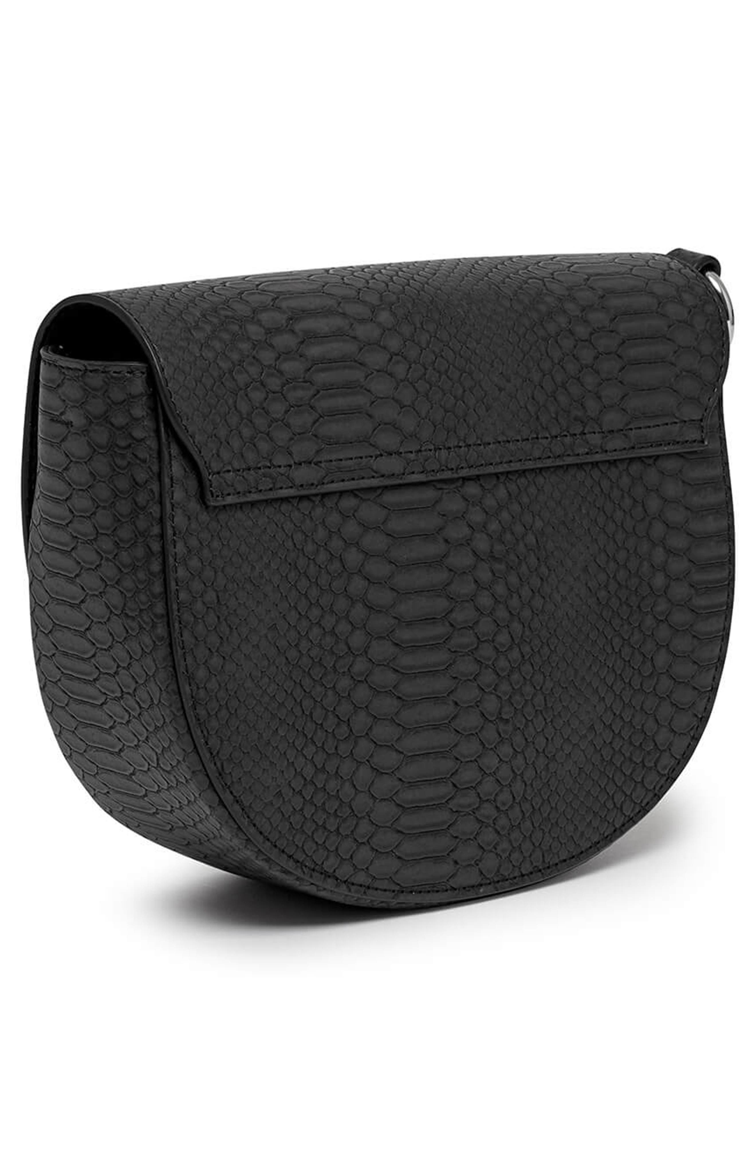The Loman Faux Snakeskin Saddle Bag, Alternate, color, BLACK