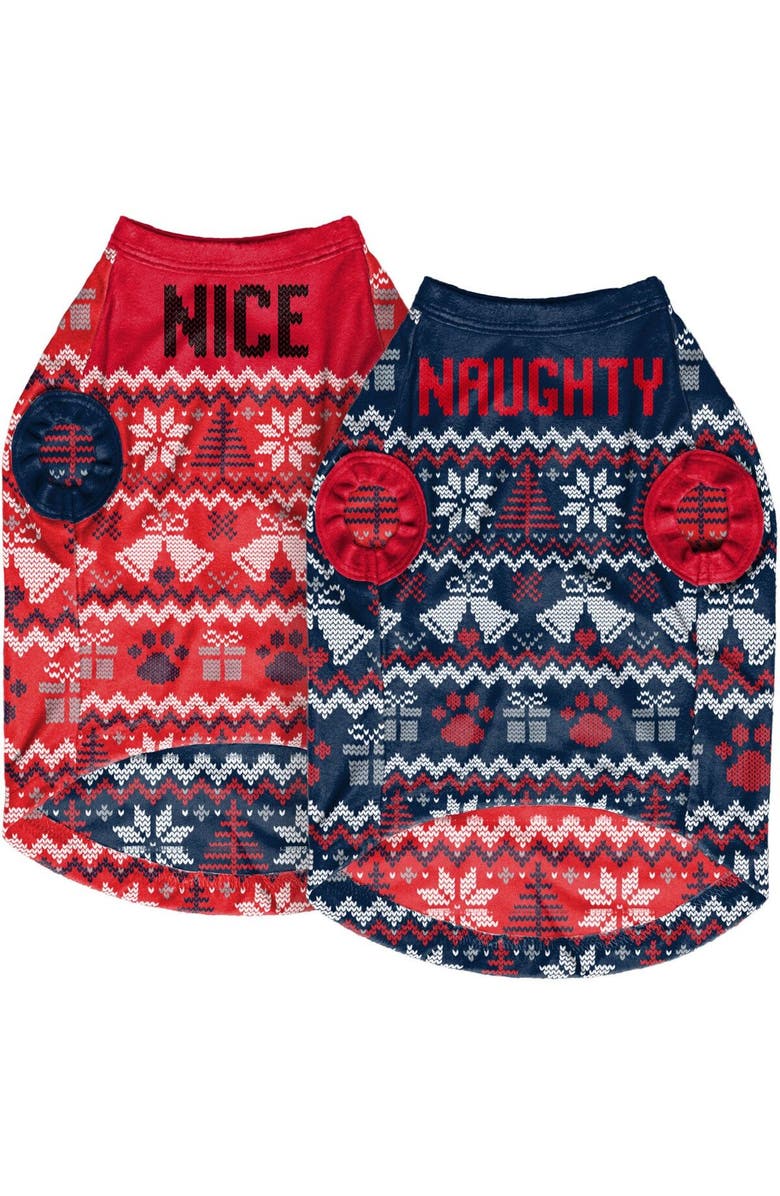 FOCO New England Patriots Reversible Holiday Dog Sweater, Alternate, color,