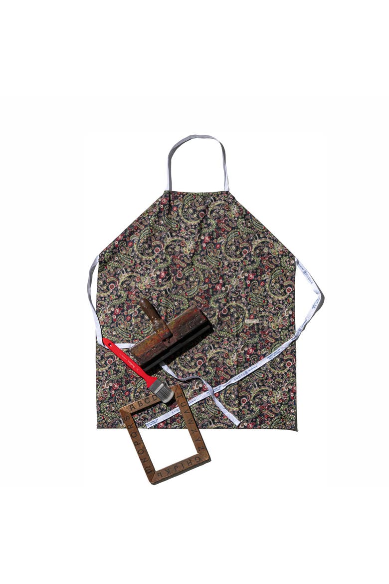Handprinted Adult Apron, Alternate, color, Paisley