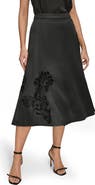 Donna Karan New York Sequin Floral A-Line Midi Skirt