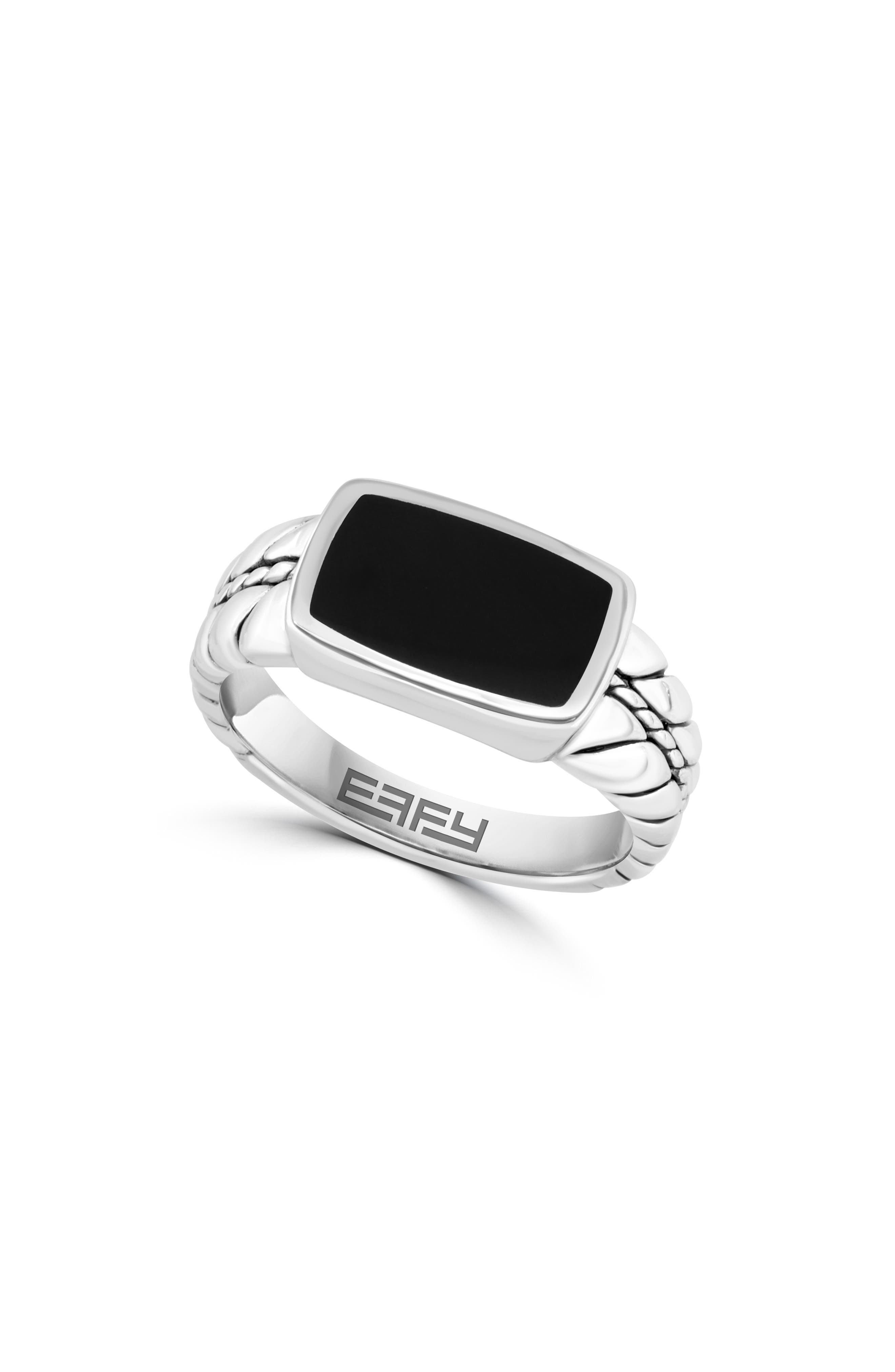 EFFY Men's Sterling Silver Onyx Signet Ring