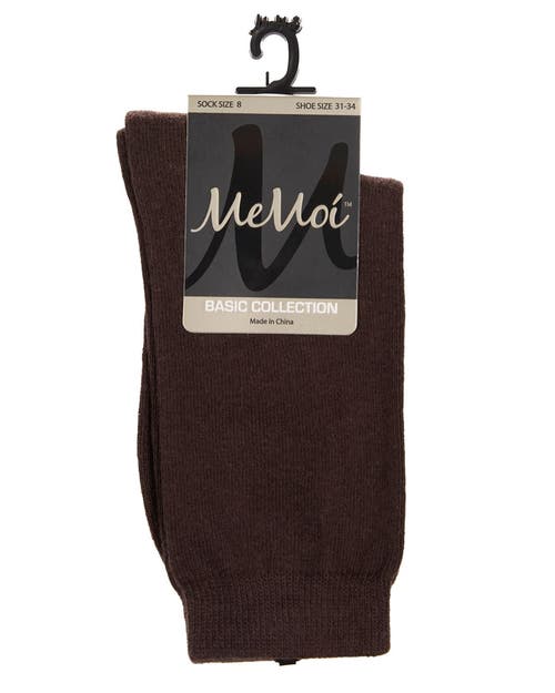 Memoi Kids' Basic Cotton Blend Crew Socks In Brown