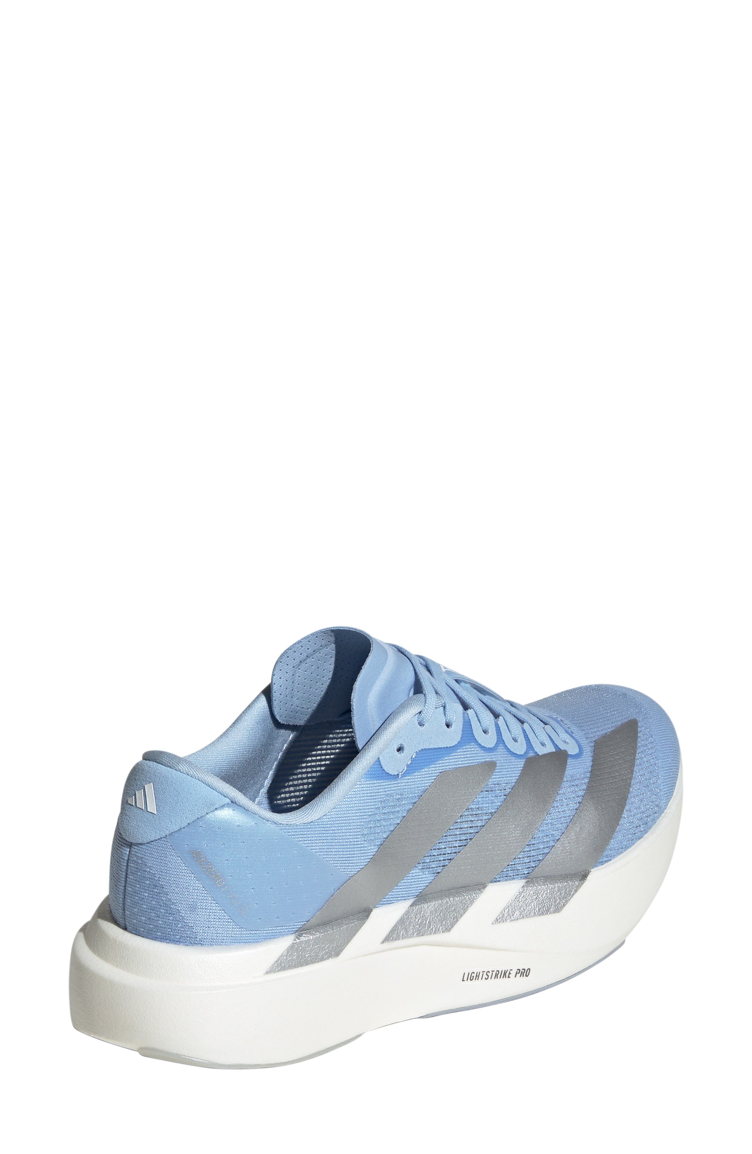 adidas Adizero Evo SL Running Shoe, Alternate, color, Glow Blue/ Silver/ Ftwr White