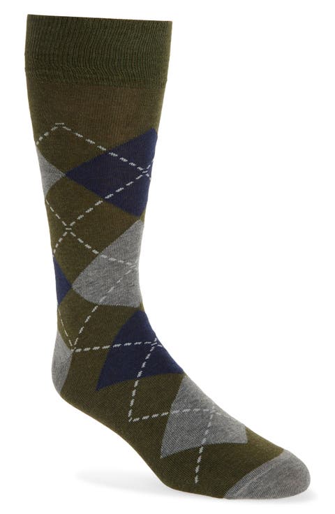 Argyle Combed Cotton Blend Dress Socks