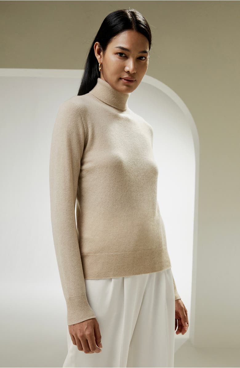Lilysilk Pure Cashmere Turtleneck Sweater, Alternate, color, Beige/Khaki