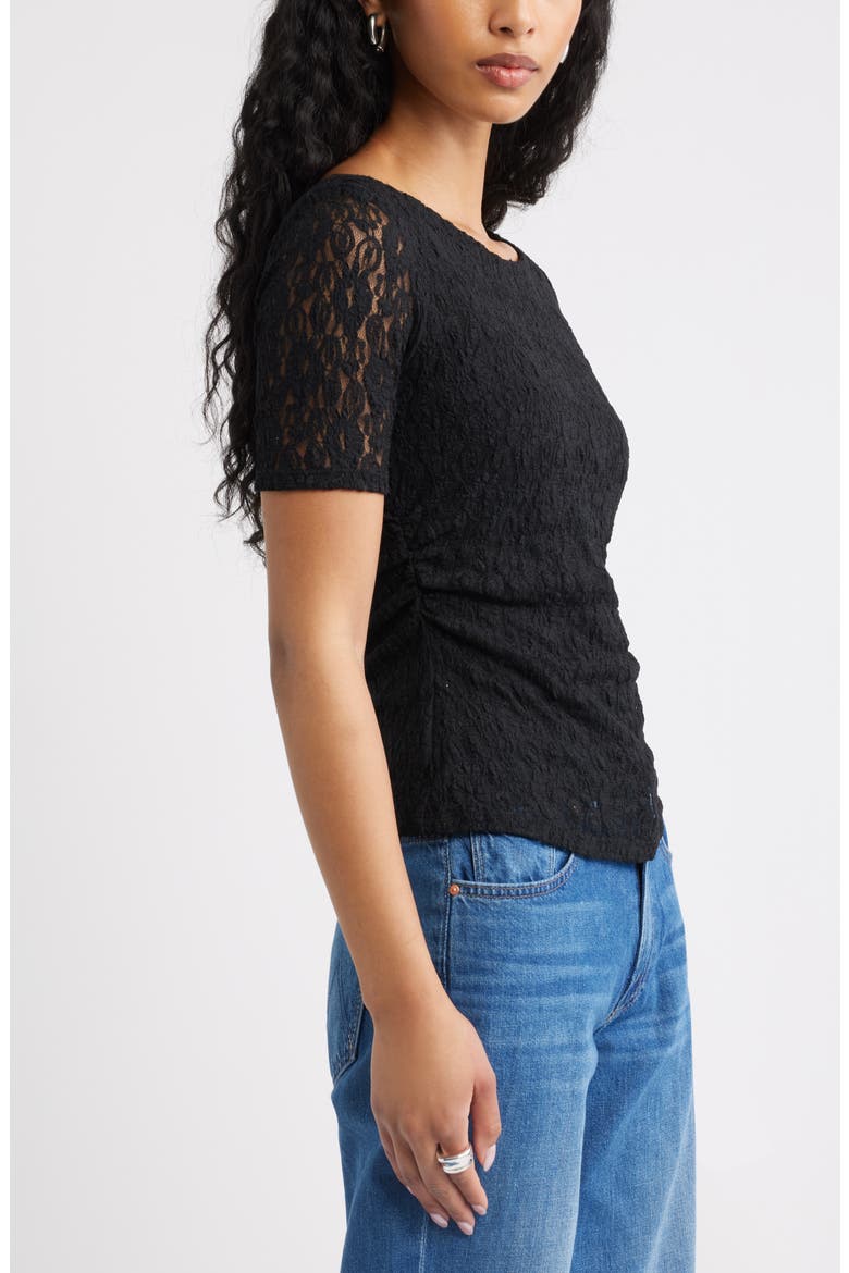 Short Sleeve Lace Top, Alternate, color, BLACK