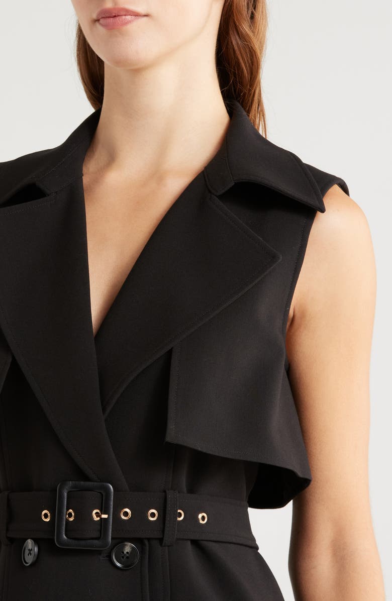 French Connection Azra Sleeveless Trench Coat Dress, Alternate, color, Black