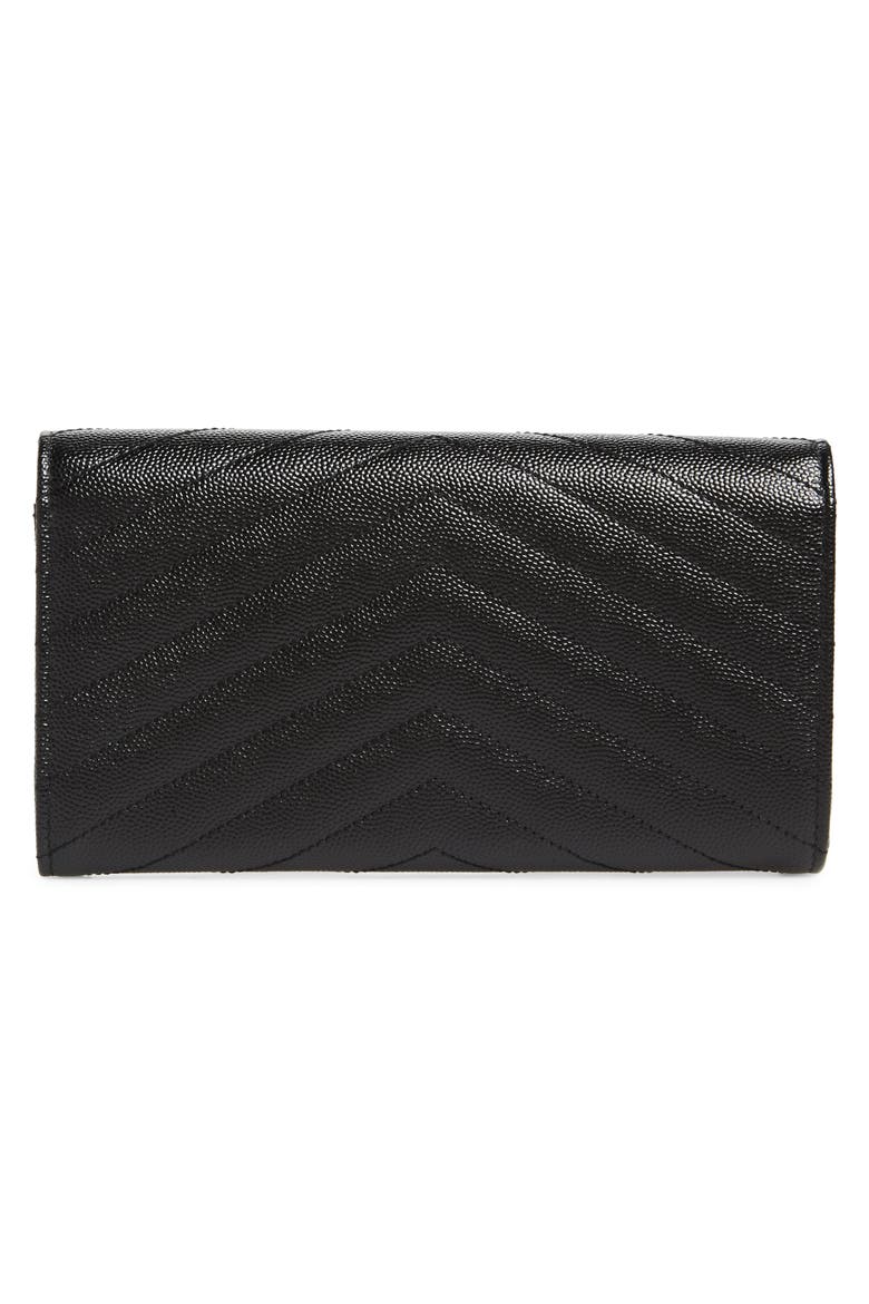 Matelassé Leather Envelope Wallet, Alternate, color, NOIR