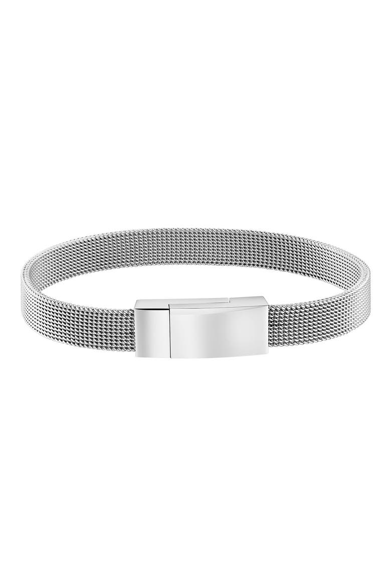 Men's Stainless Steel Mesh Chain Bracelet, Main, color, SILVER