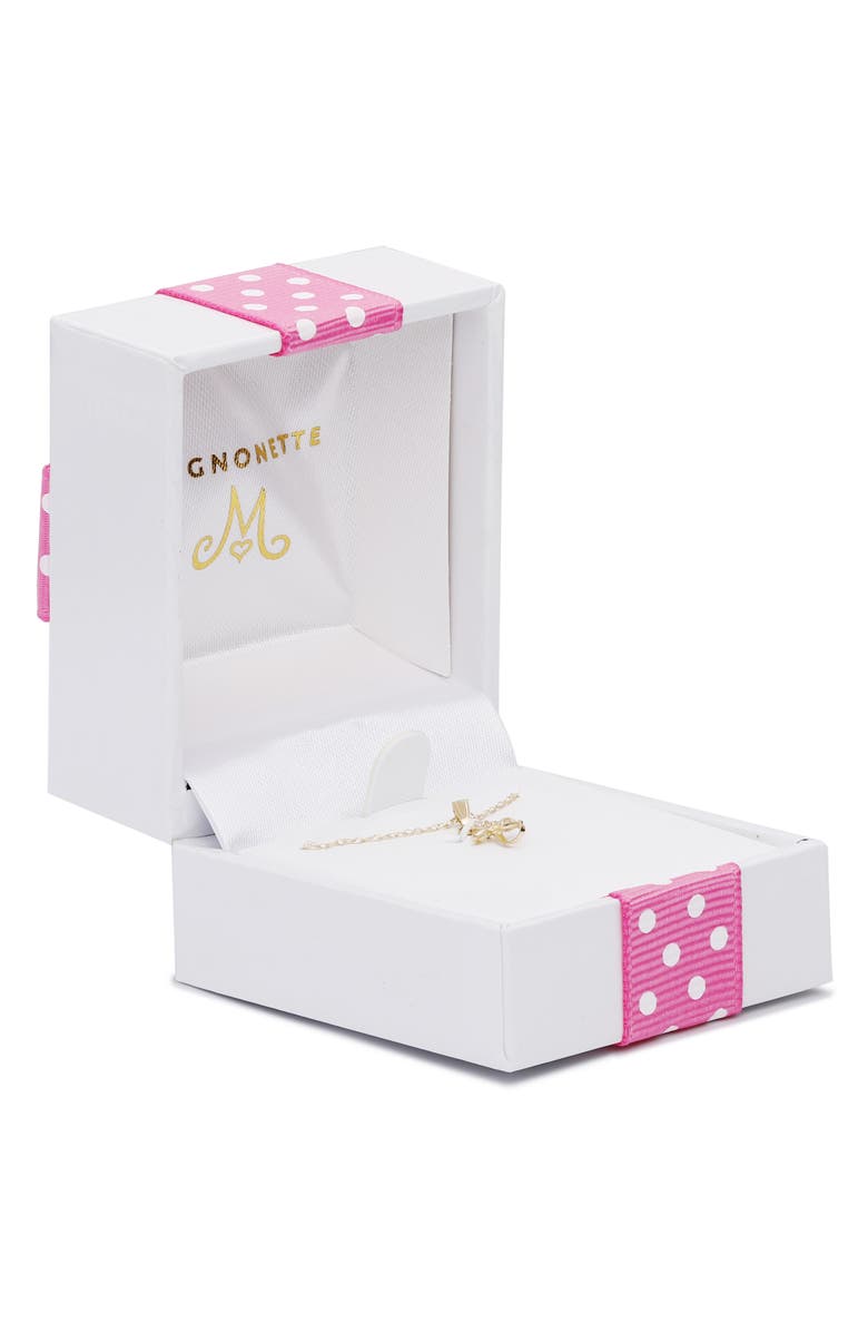 Mignonette 14K Gold & Cubic Zirconia Ribbon Cross Pendant Necklace, Alternate, color, Gold