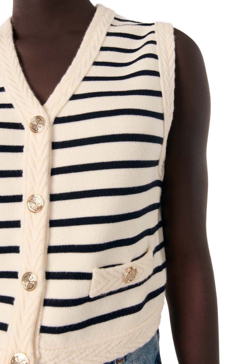 maje Sleeveless striped cardigan, Alternate, color, 