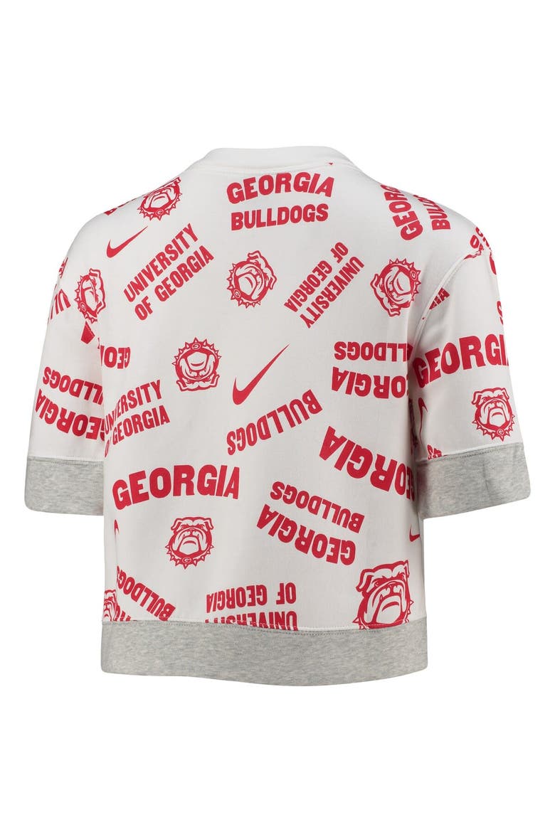 Women's Nike White/Heathered Gray Georgia Bulldogs Allover Print Trend Cropped Tri-Blend T-Shirt, Alternate, color, White