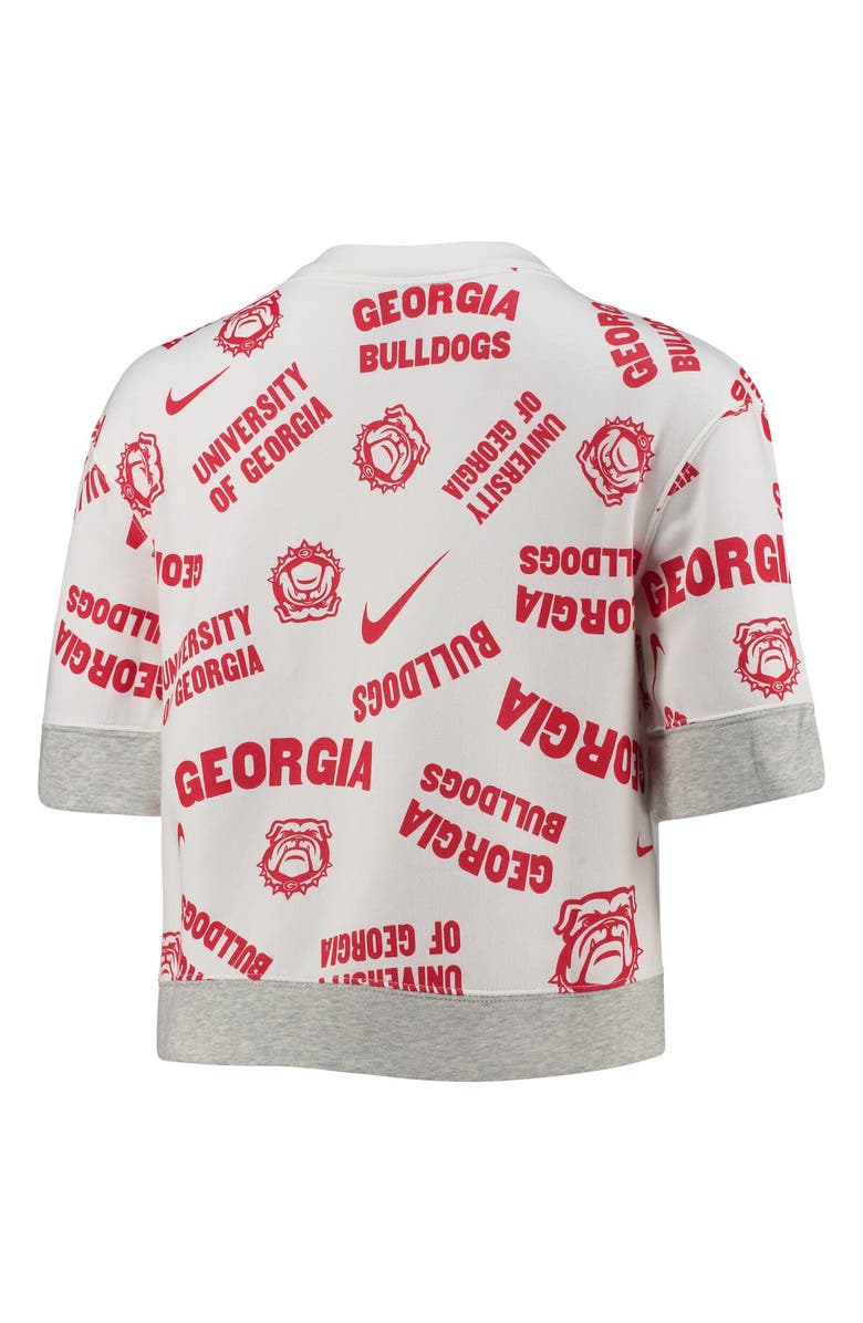Nike Women's Nike White/Heathered Gray Georgia Bulldogs Allover Print Trend Cropped Tri-Blend T-Shirt, Alternate, color, 