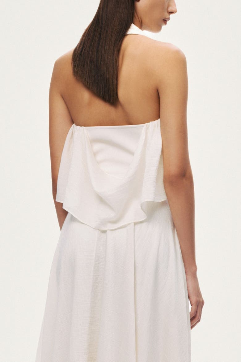 Floral-Detail Halter Neck Bustier Top, Alternate, color, White