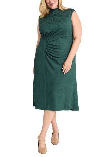 Maggy London Side Shirred Sleeveless Midi Dress