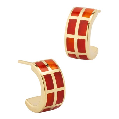 Dash Huggie Earring Set In Sterling With 18K Gold Overlay