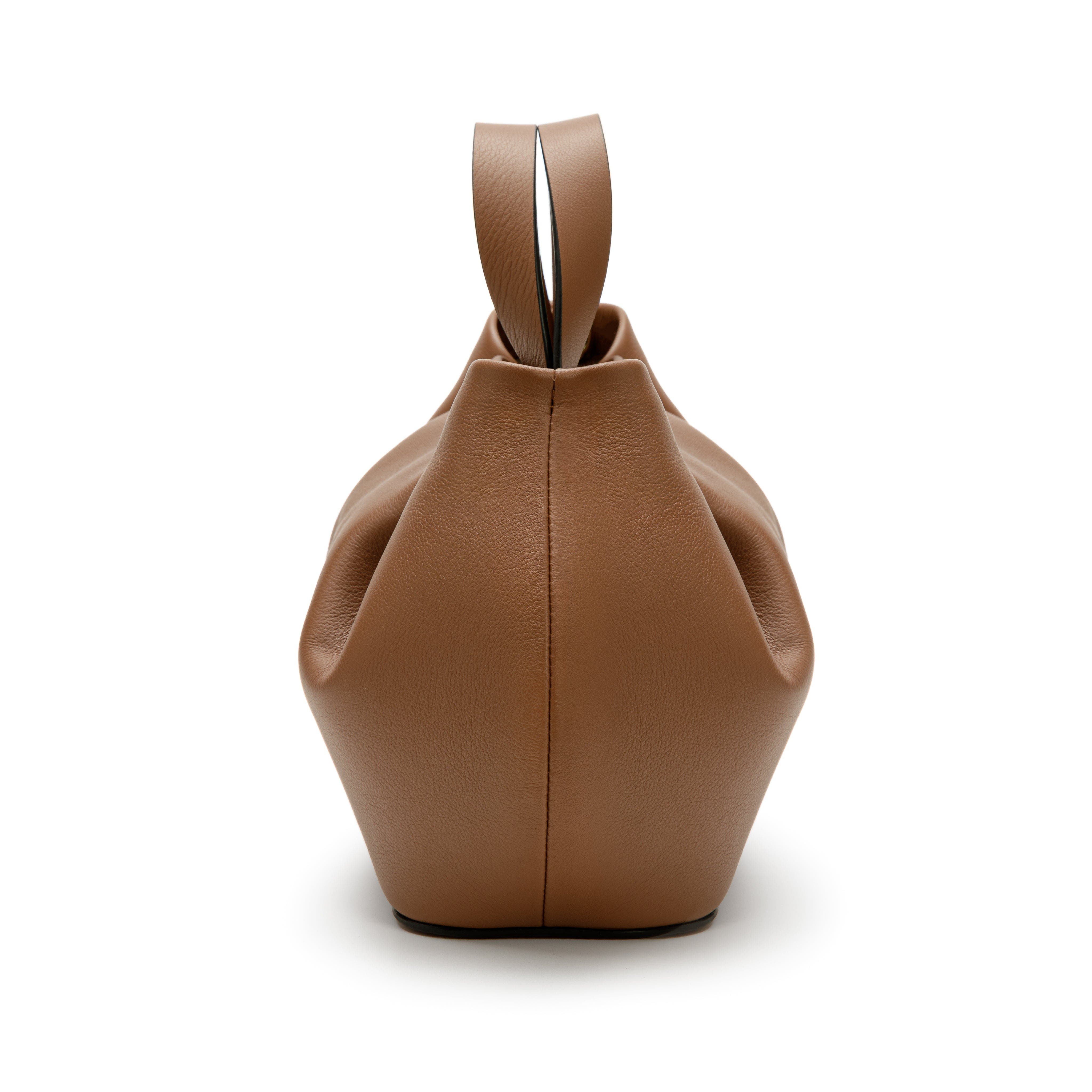 LA PORTEGNA Isabela Shoulder Bag Sculpted From Full Grain Leather, Alternate, color, Brown