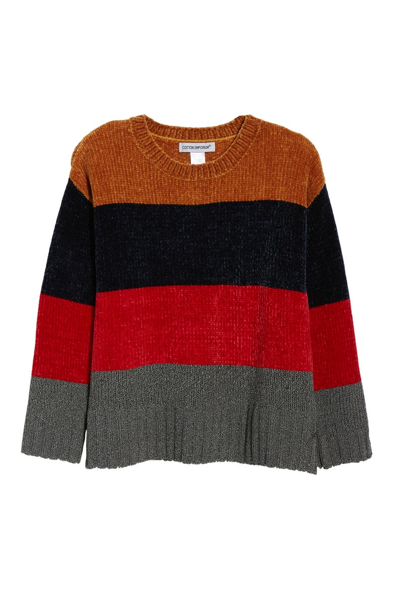 Stripe Chenille Sweater, Alternate, color, GOLD/ RED/ NAVY