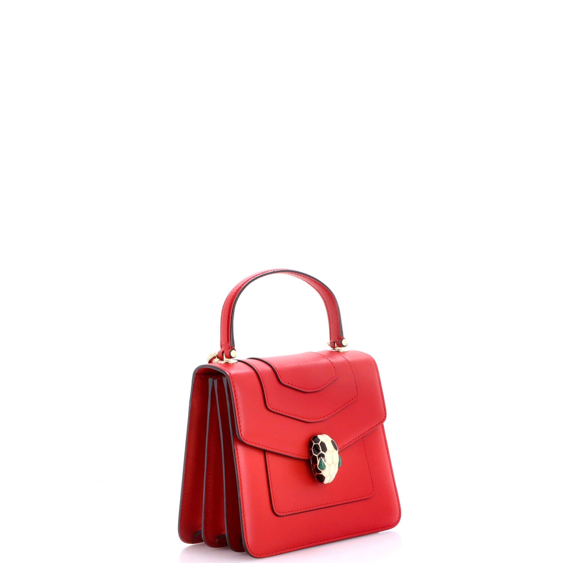 Serpenti Forever Top Handle Bag Leather Small, Alternate, color, Red