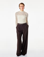 Koton Long Sleeve High Neck Polka Dot Mesh Blouse