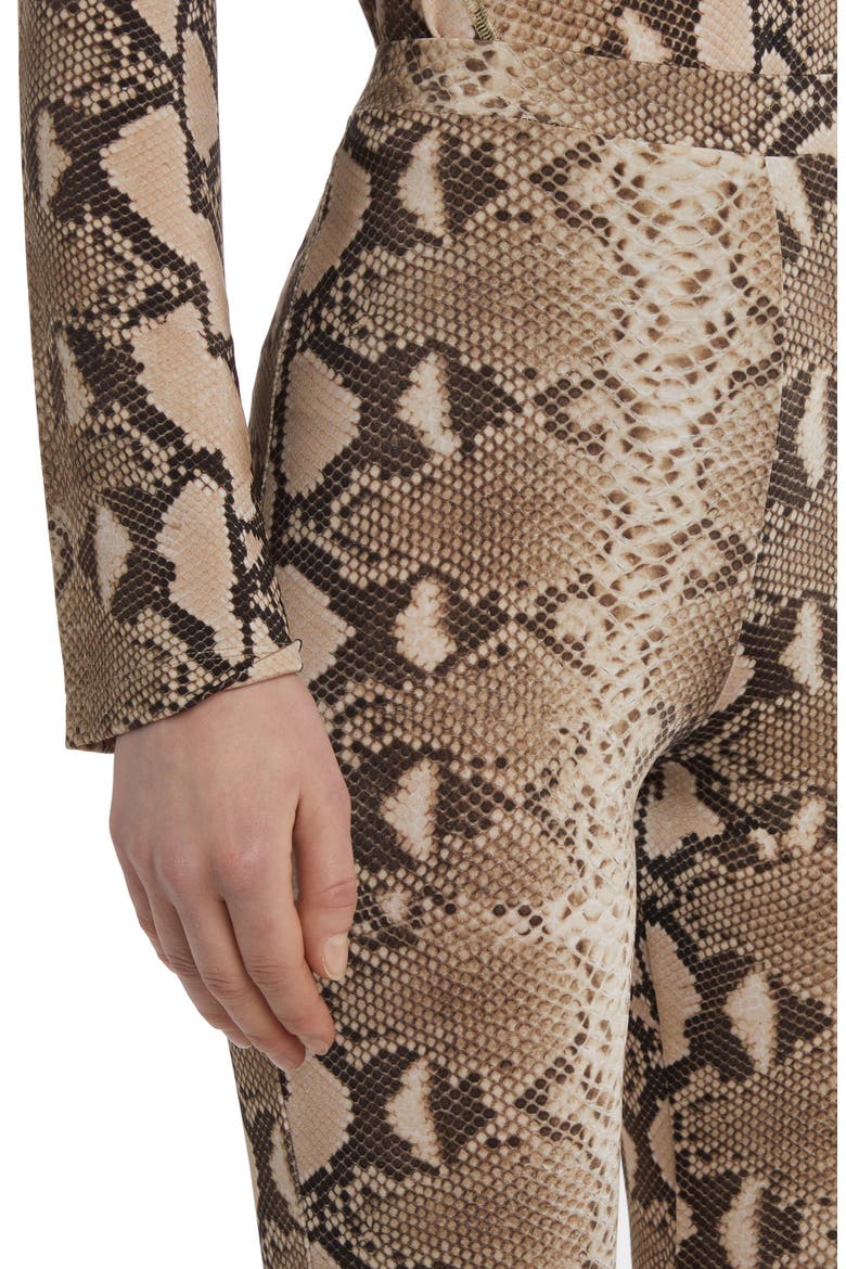 Python Print Jersey Flare Leg Trousers, Alternate, color, 2203 MULTICOLOR BROWN