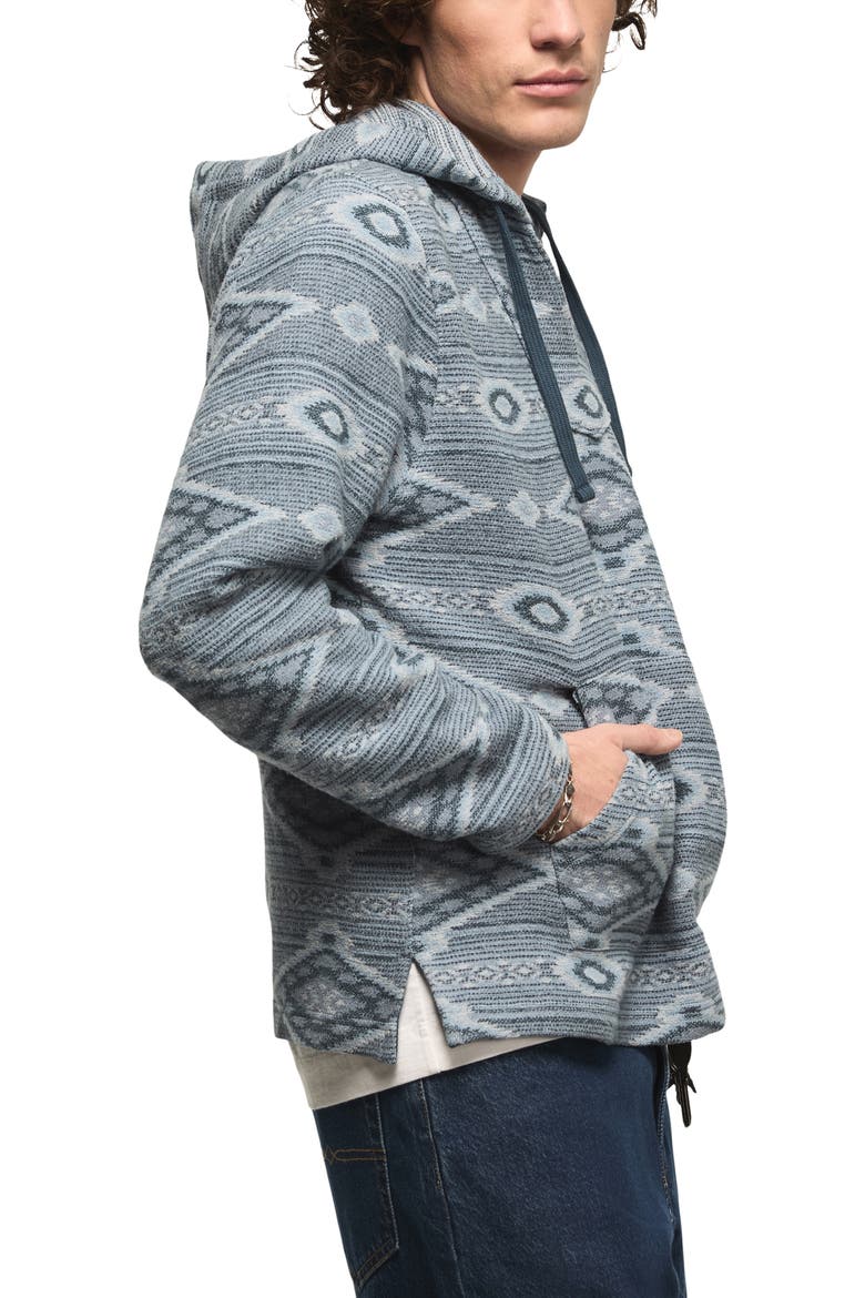 Baja Woven Cotton Jacquard Pullover Hoodie, Alternate, color, BLUE MULTI