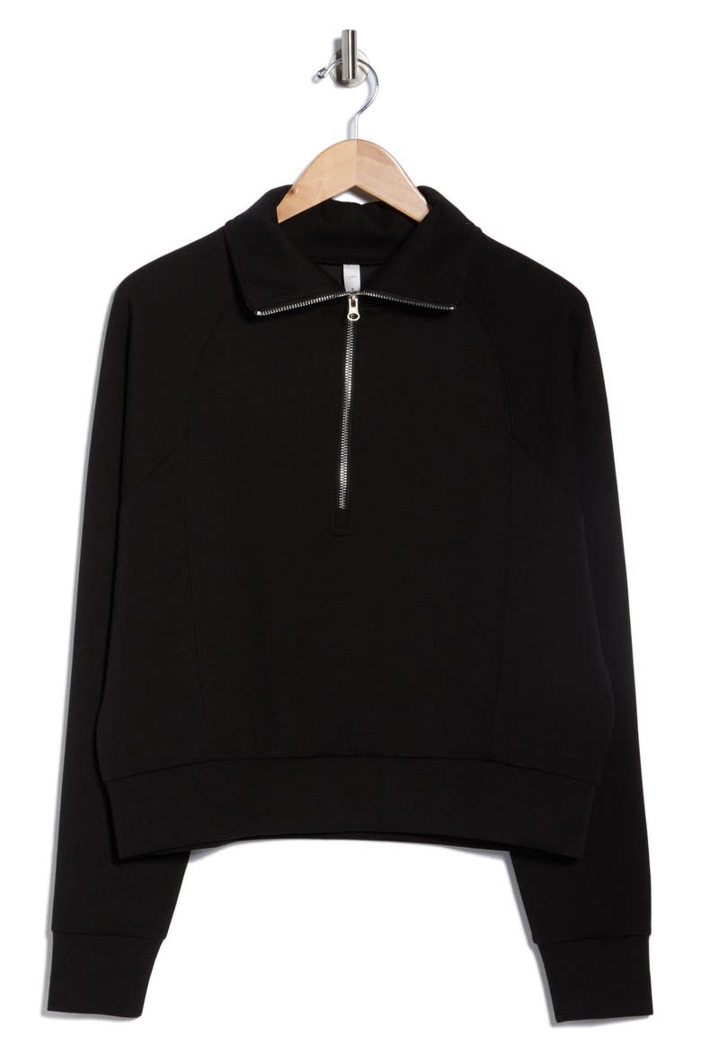 Scuba Knit Half Zip Sweatshirt, Alternate, color, BLACK