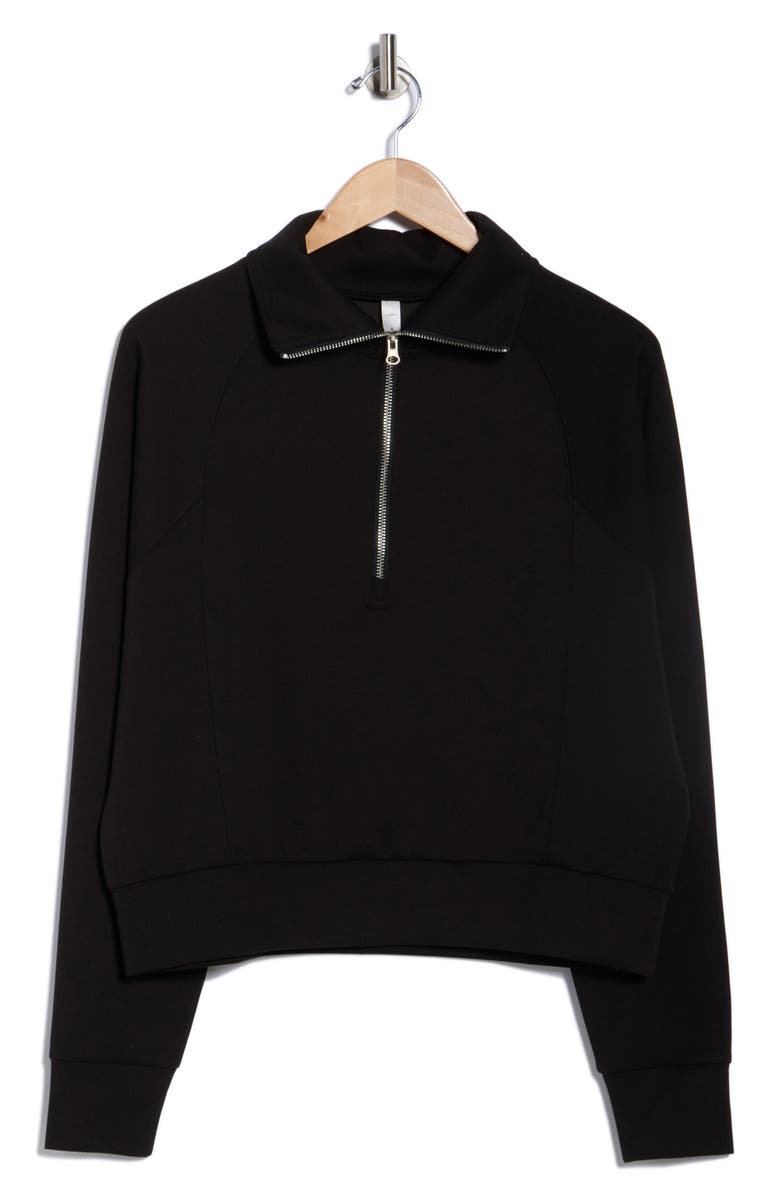 X by Gottex Scuba Knit Half Zip Sweatshirt, Alternate, color, Black