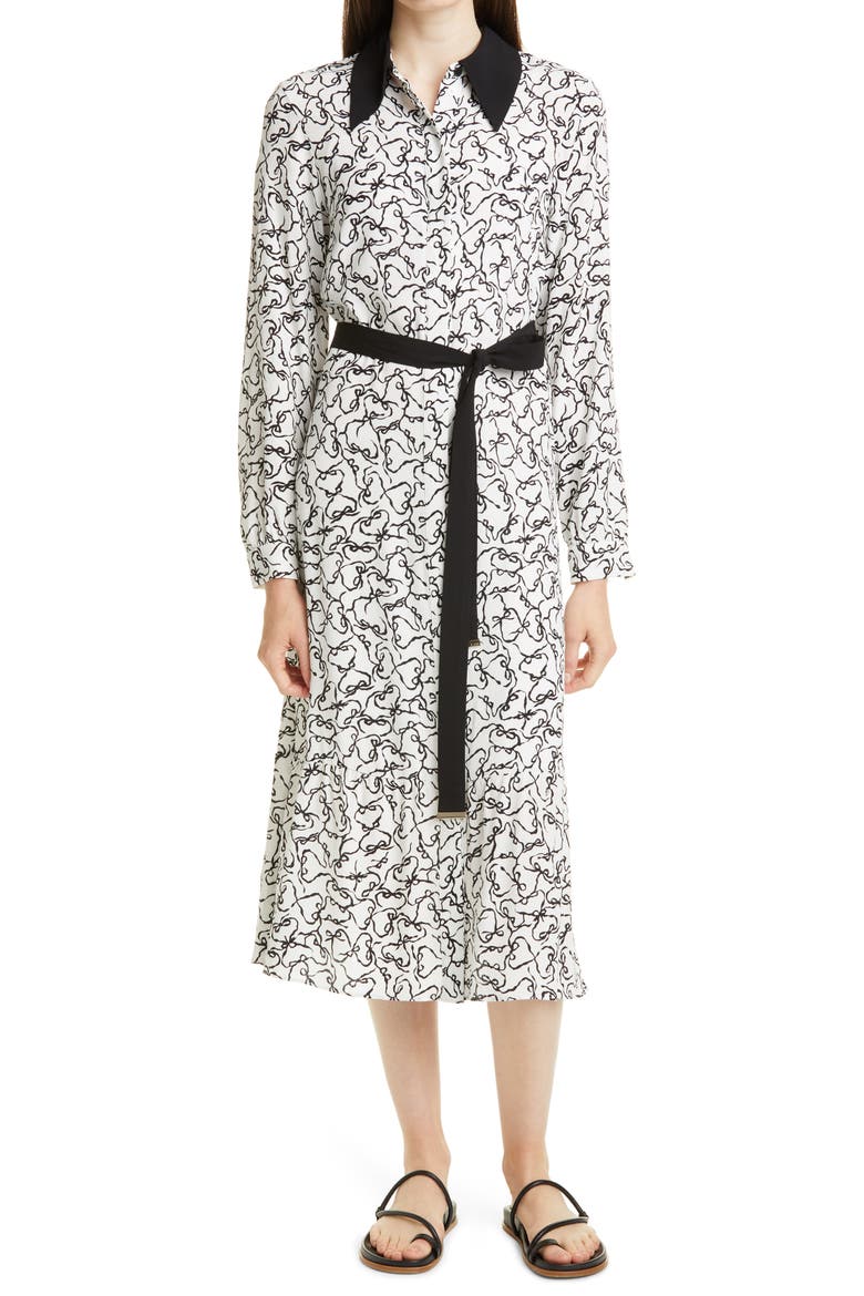 Metropolis Long Sleeve Shirtdress, Main, color, WHITE