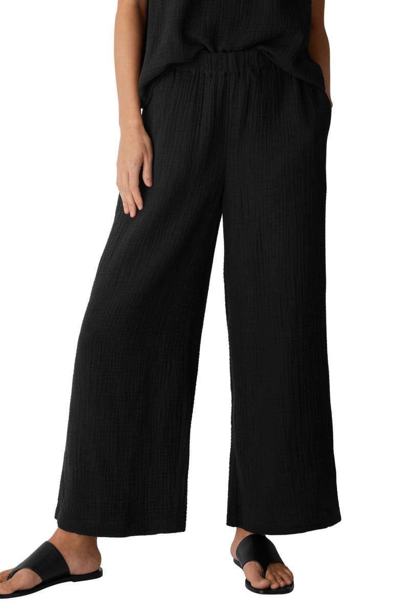 Eileen Fisher Organic Cotton Ankle Wide Leg Pants, Main, color,