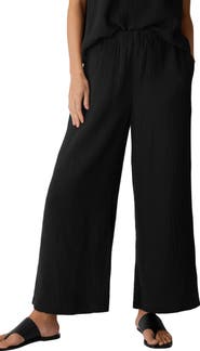 Eileen Fisher Organic Cotton Ankle Wide Leg Pants
