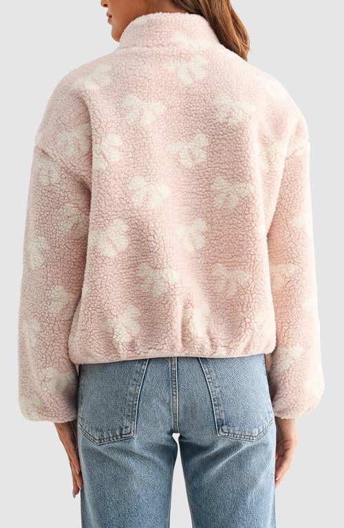 Lush Bow High Pile Fleece Pullover In Pink