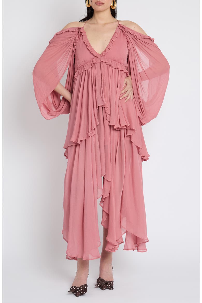 Tiered Frill Maxi Dress, Alternate, color, ROSE