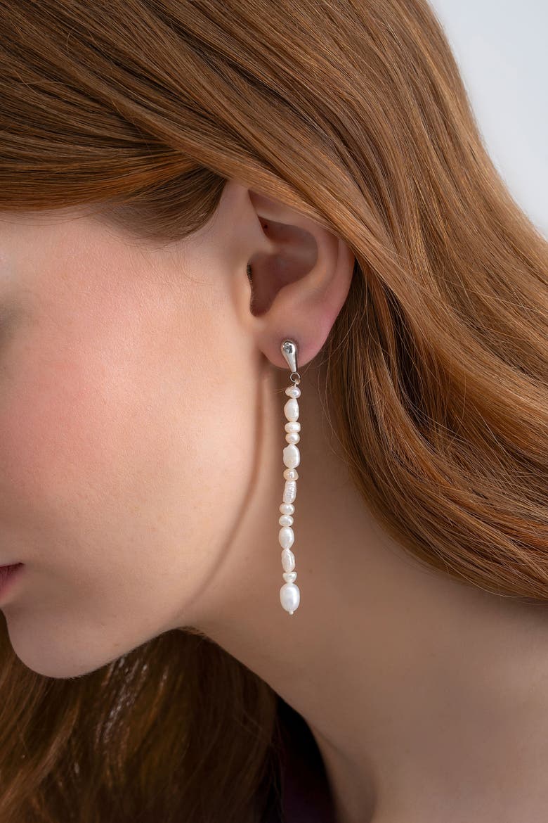 Dew Pearl Strand Earrings, Alternate, color, Silver