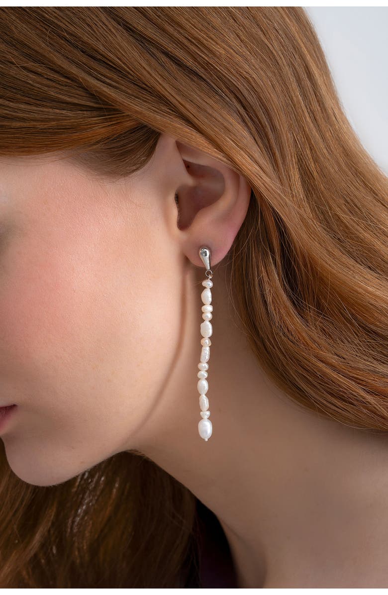 Zynnia Collective Dew Pearl Strand Earrings, Alternate, color, Silver