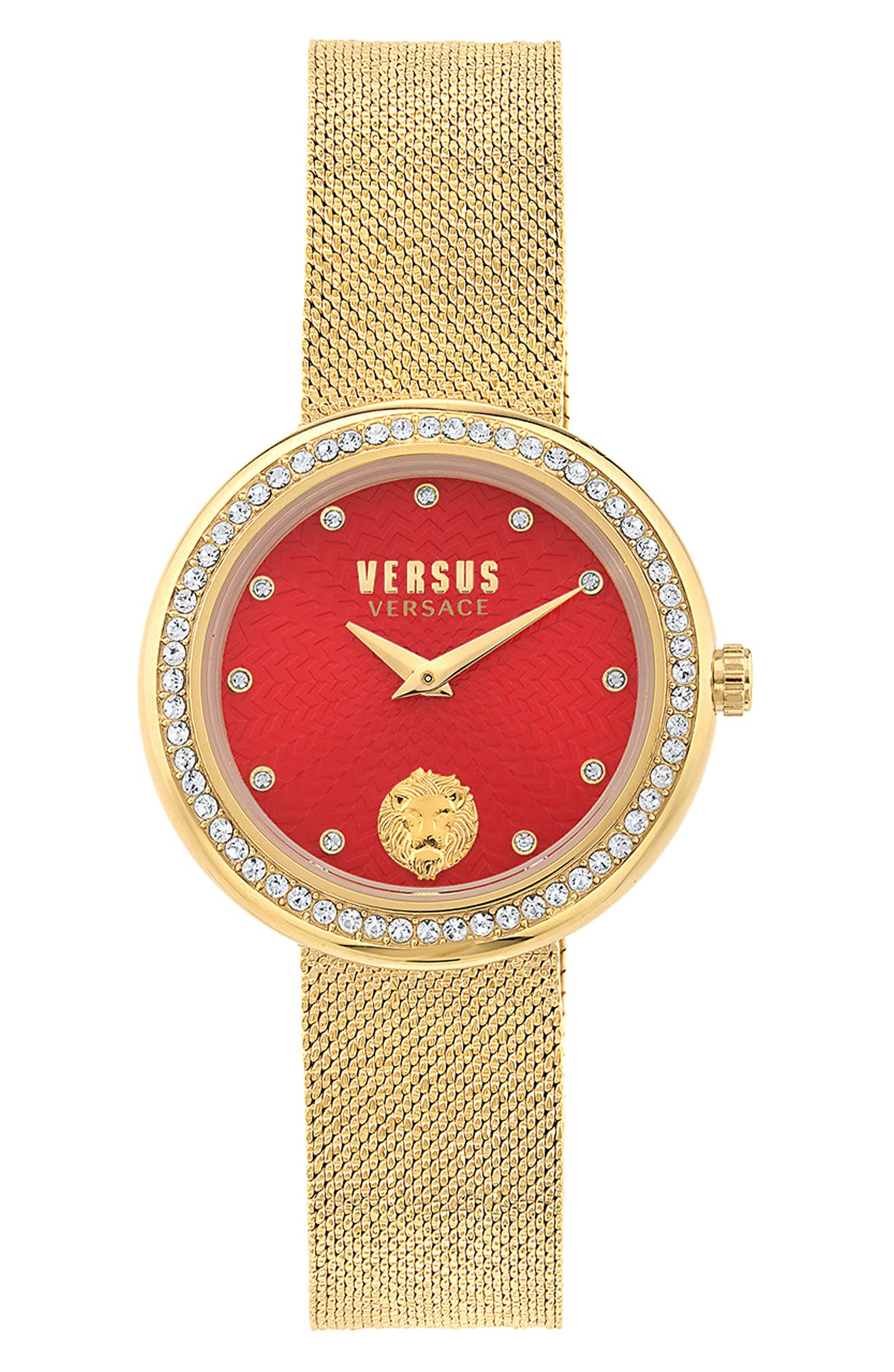VERSUS Versace Lea Crystal Mesh Strap Watch, 35mm