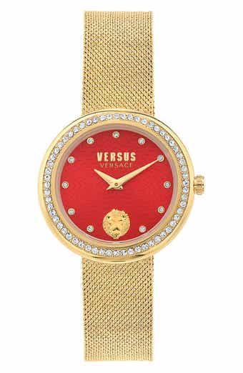 VERSUS Versace Lea Crystal Mesh Strap Watch, 35mm