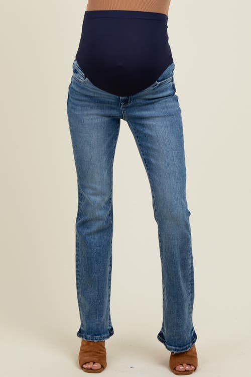 Pinkblush Wide Hem Maternity Bootcut Jeans In Blue