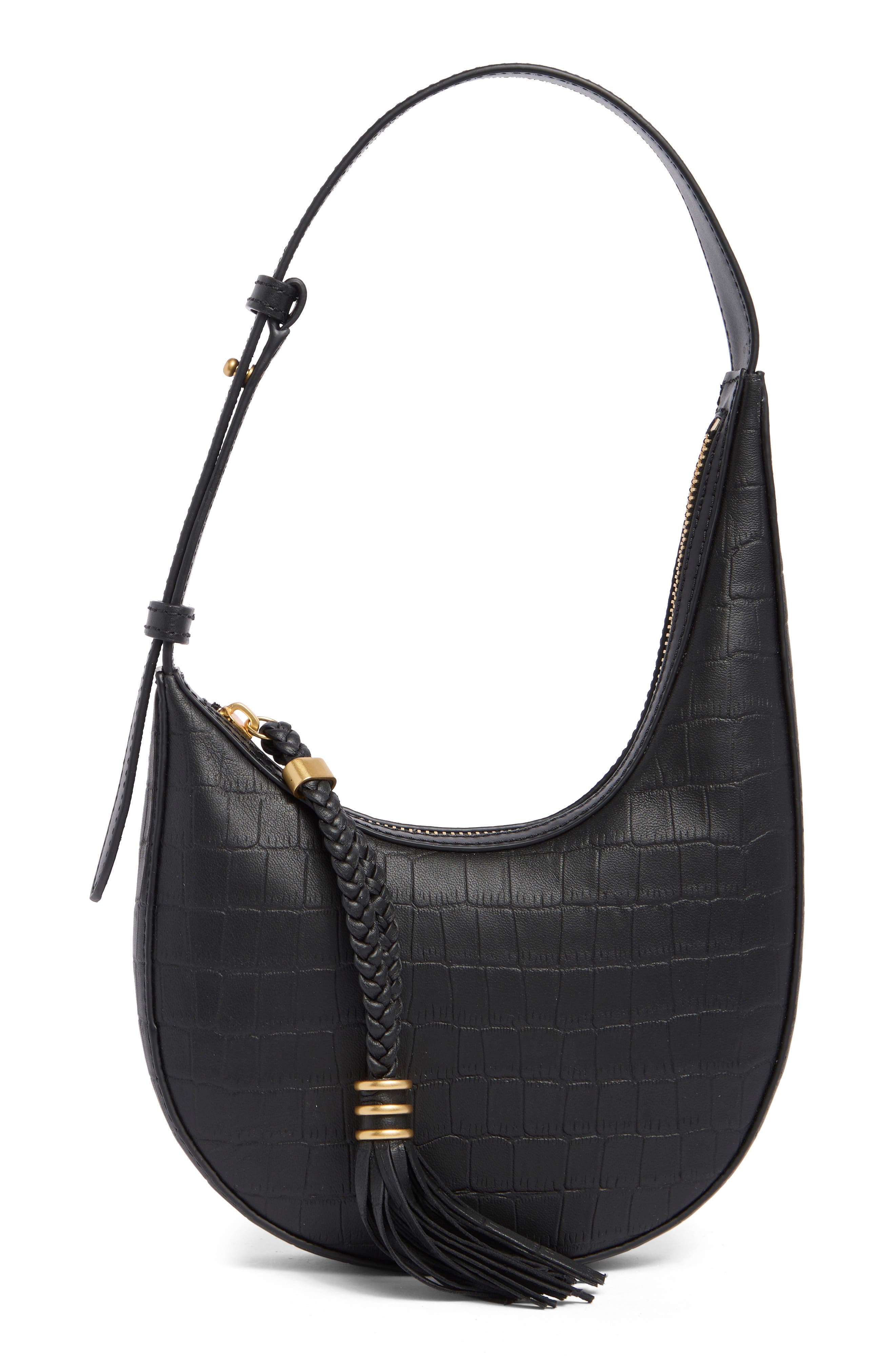 Vince Camuto Small River Croc Embossed Hobo Bag, Main, color, 