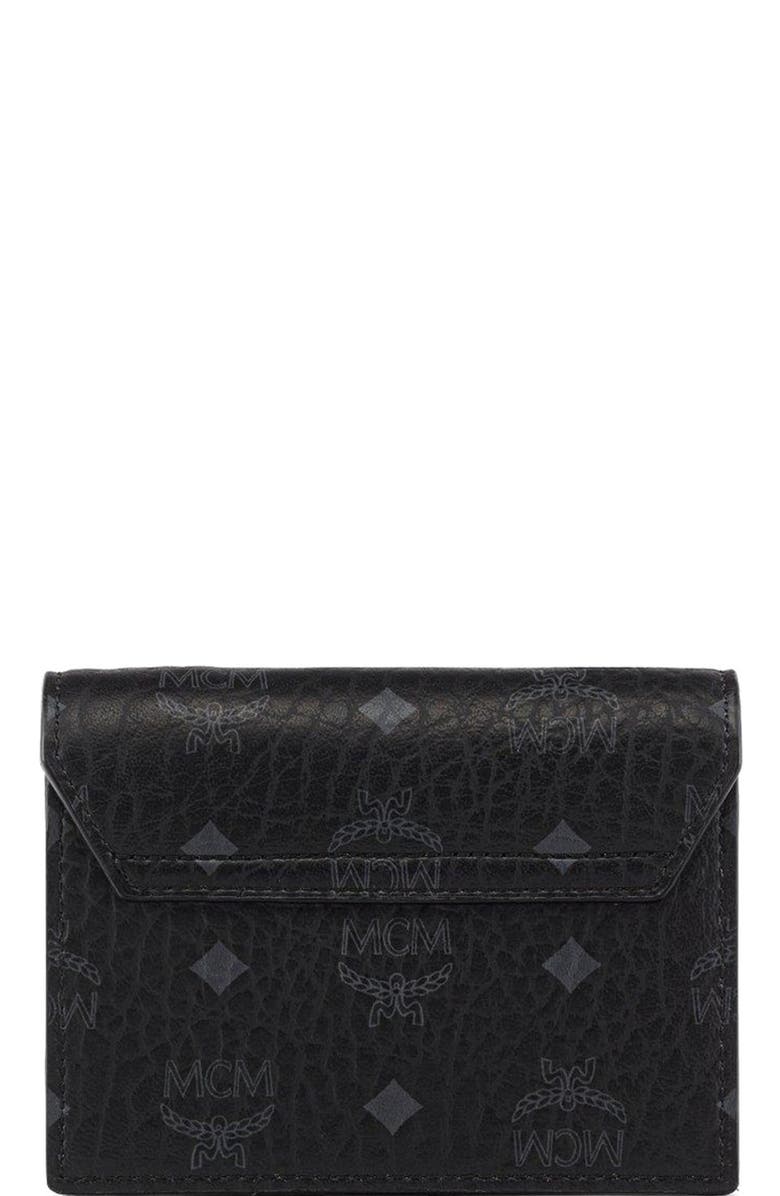 MCM Aren Chain Wallet in Visetos, Alternate, color, Black