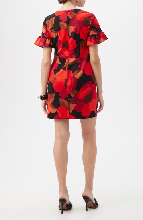 Trina Turk Darling Ruffle Sleeve Shift Dress In Red