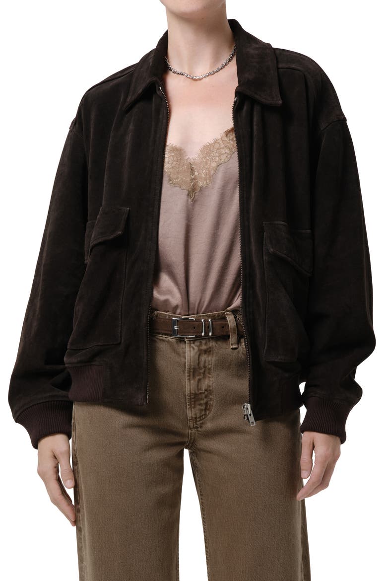 Vivienne Suede Jacket, Main, color, CHOCOLATE BROWN