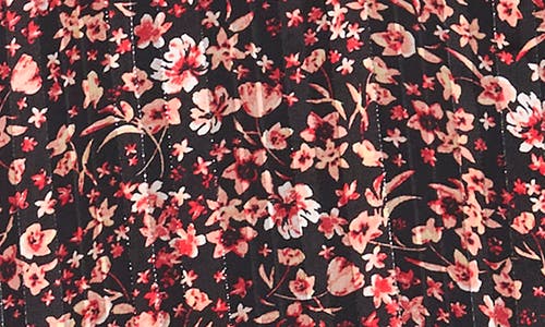 Shop Vince Camuto Floral Metallic Split Neck Top In Rich Black/red