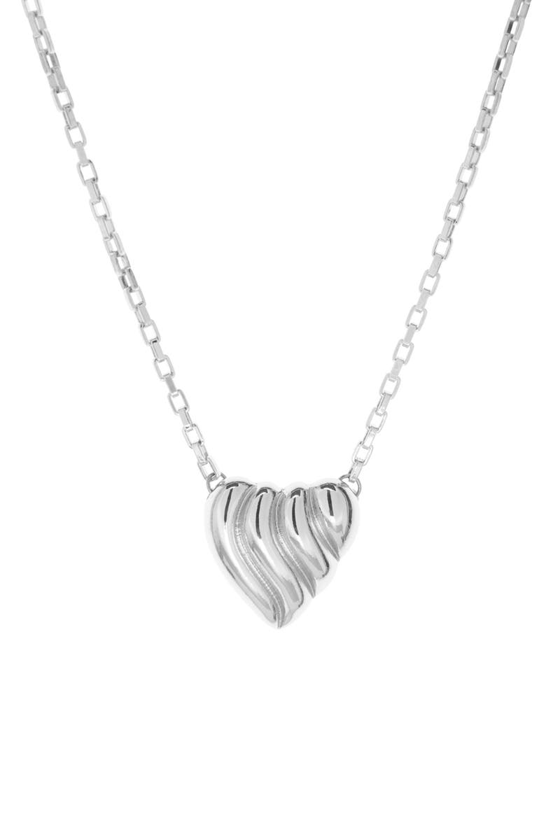 MARLYN SCHIFF Sophia Domed Heart Necklace, Main, color, Silver