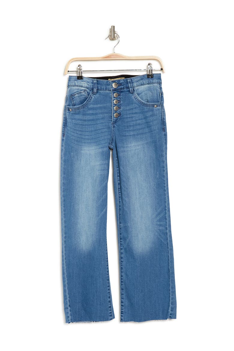 Button Fly Wide Leg Crop Jeans, Alternate, color, BLUE