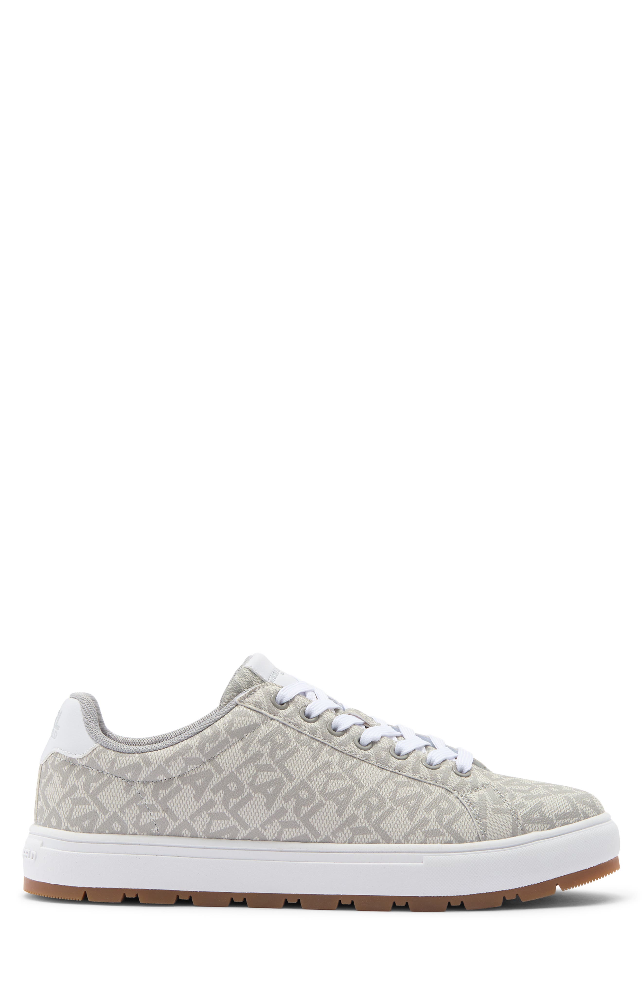 KARL LAGERFELD PARIS Allover Logo Sneaker, Alternate, color, Grey/ White