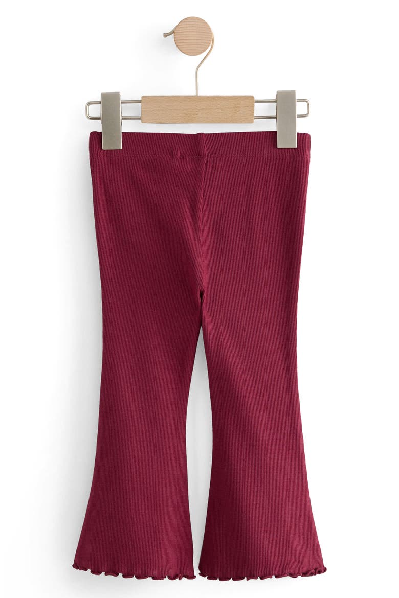 Kids' Lettuce Hem Flare Leg Leggings, Alternate, color, RED