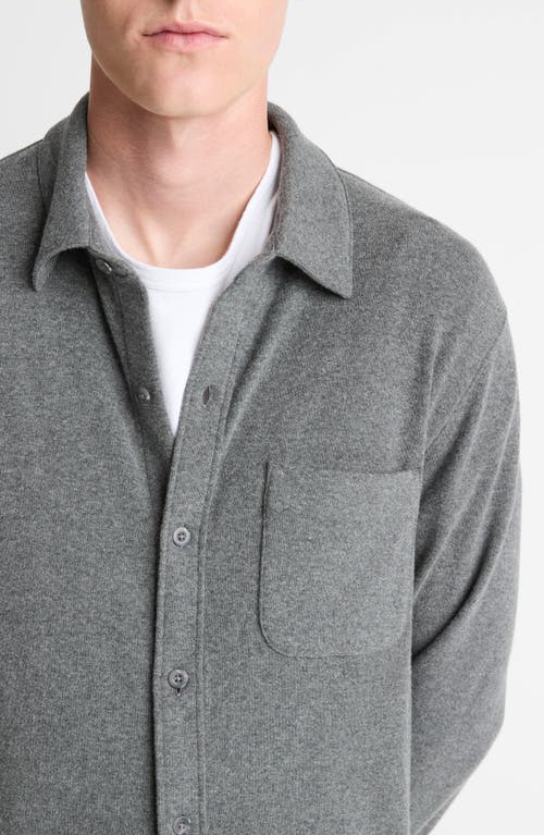Vince Solid Button Front Knit Shirt In Gray