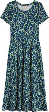 Seasalt Cornwall Veronica Print Stretch Organic Cotton Jersey Midi Dress