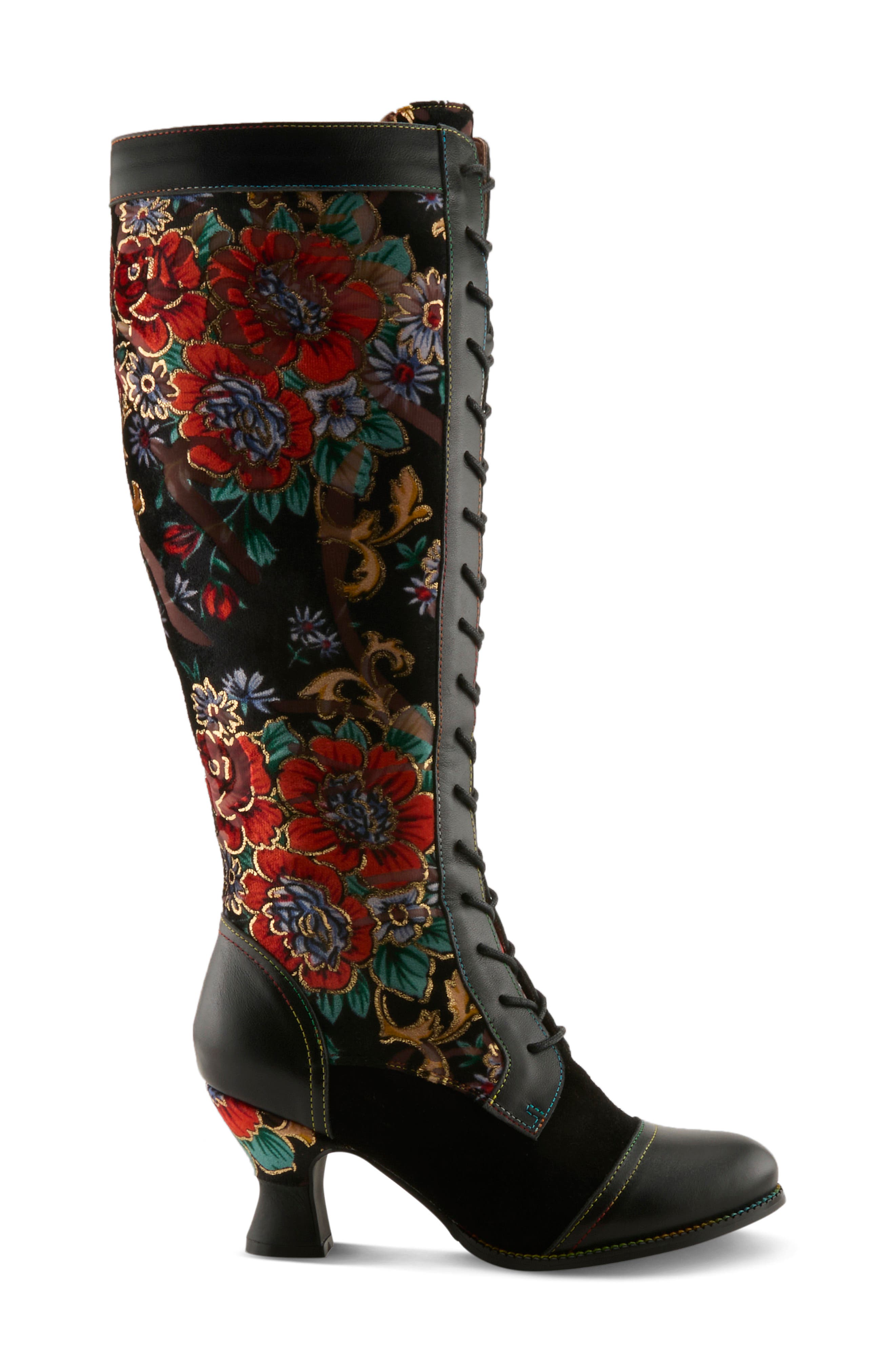 Peonyheaven Tall Boot, Alternate, color, BLACK MULTI
